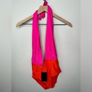 New South Beach Plunge Colorblock Swimsuit Size 10